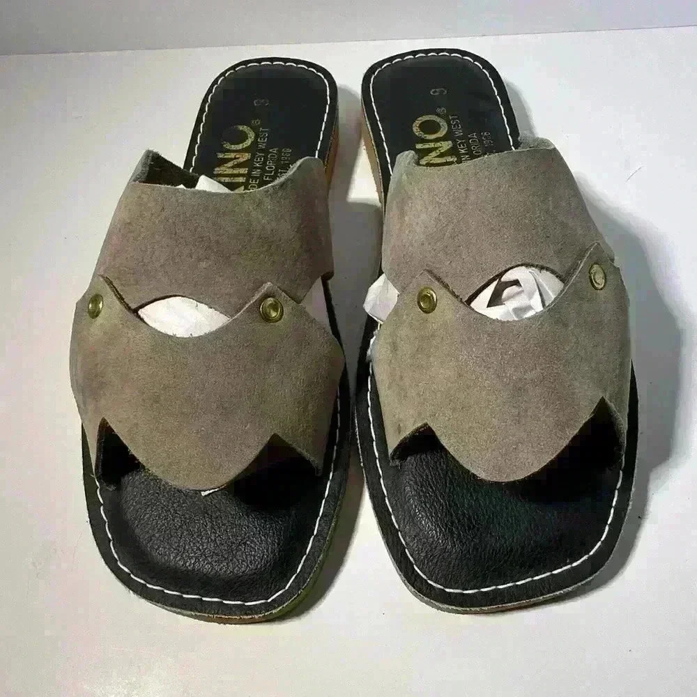 No.9 Women's Taupe Suede Slide Sandals